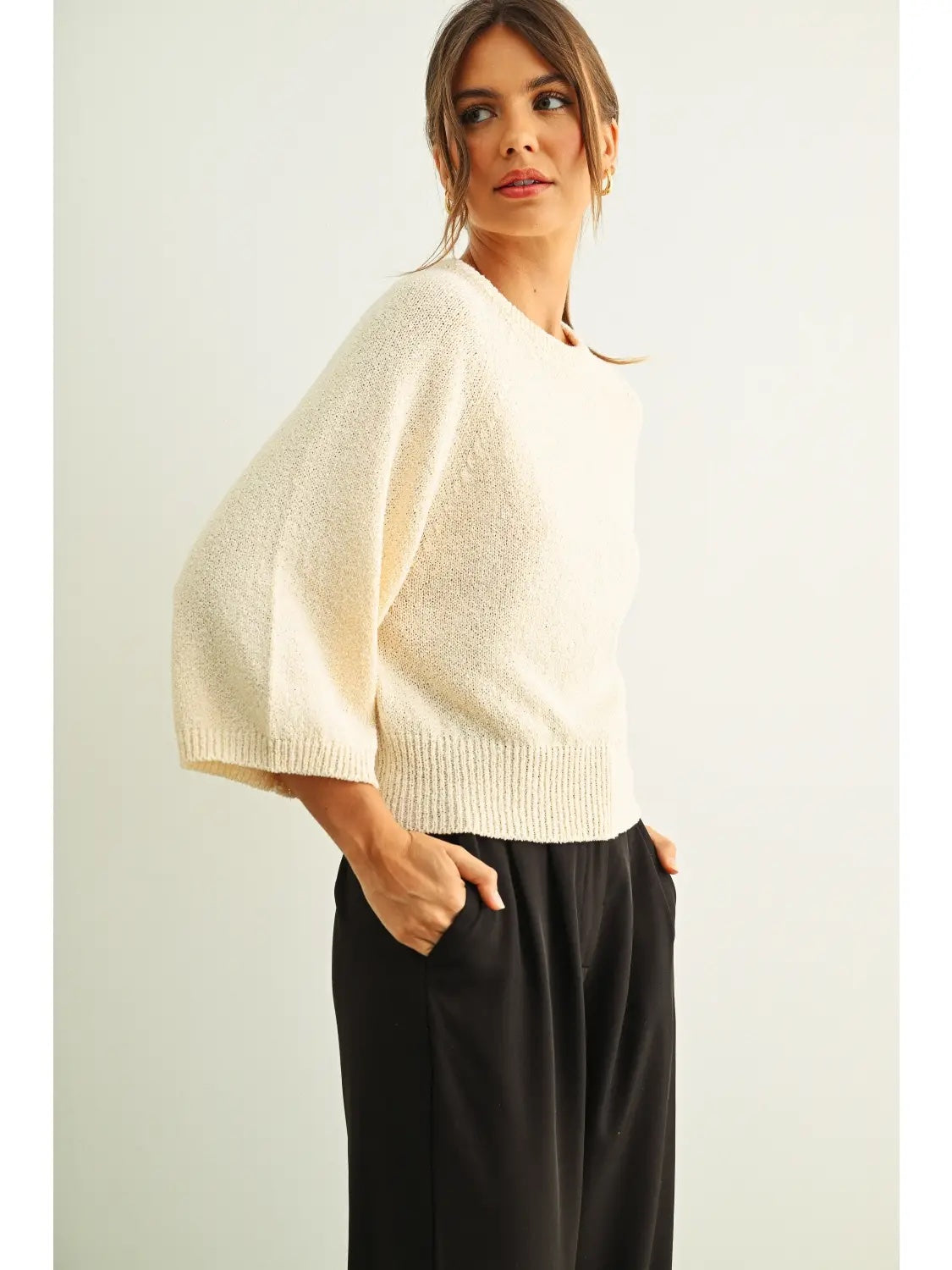 Three-Quarter Sleeve Knitted Top