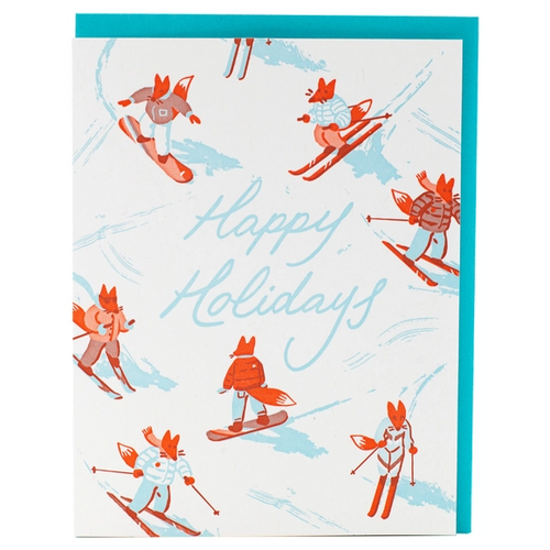 Happy Holidays Alpine Foxes Boxed Cards