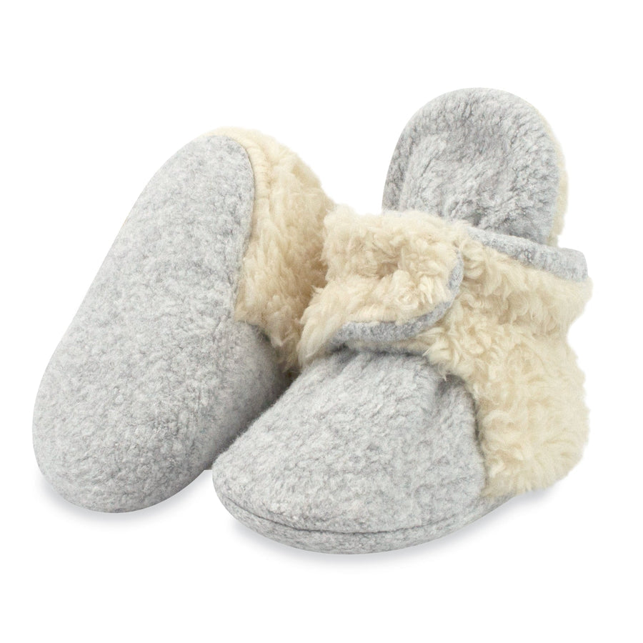 Heather  Grey Cozie Fleece Furry Lined Gripper Booties