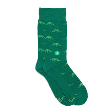 Load image into Gallery viewer, Green Dinosaur Socks that Give Books