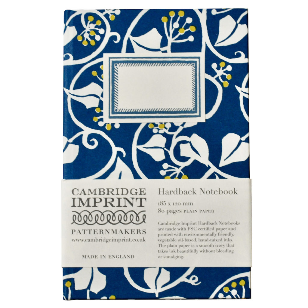 Marine Blue & Acid Yellow Ivy Hardcover Notebook