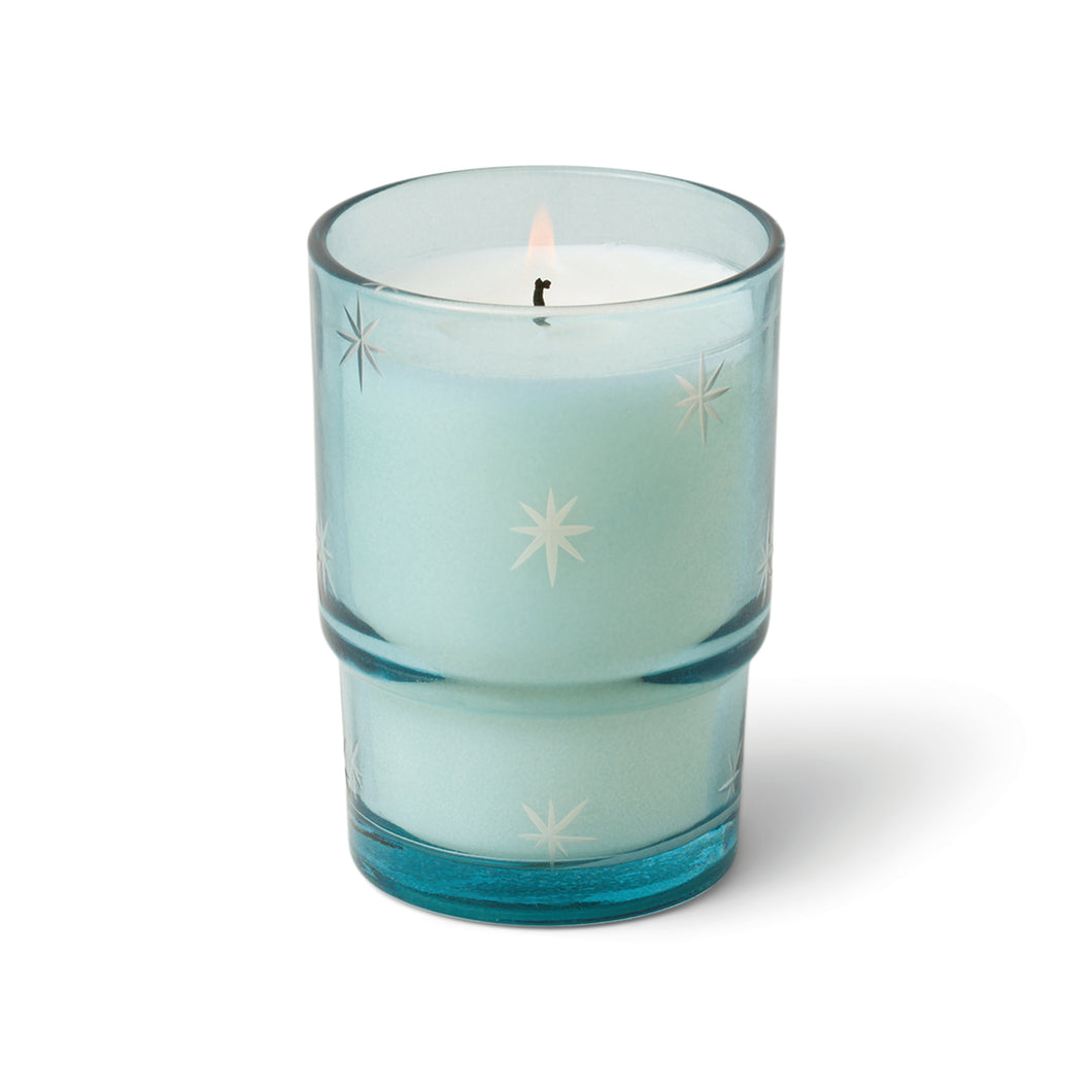 White Woods & Mint Etched Glass Candle