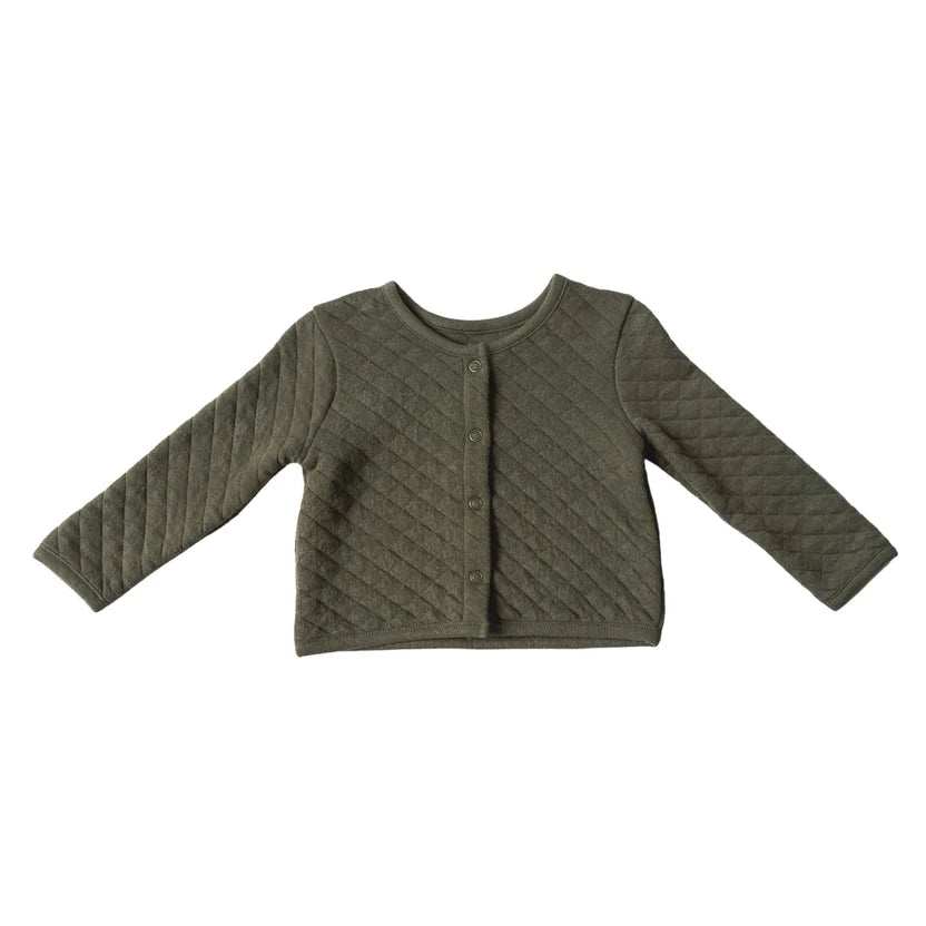 Olive Cozy Quilted Snap Front Jacket