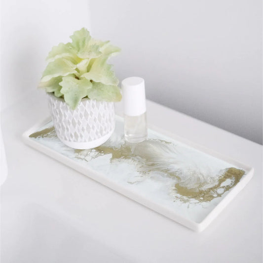 Gold Quartz Ceramic Resin Tray