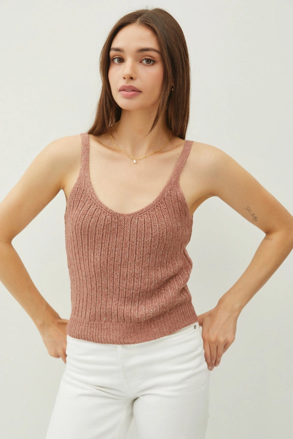 V-Neck Ribbed Knit Tank