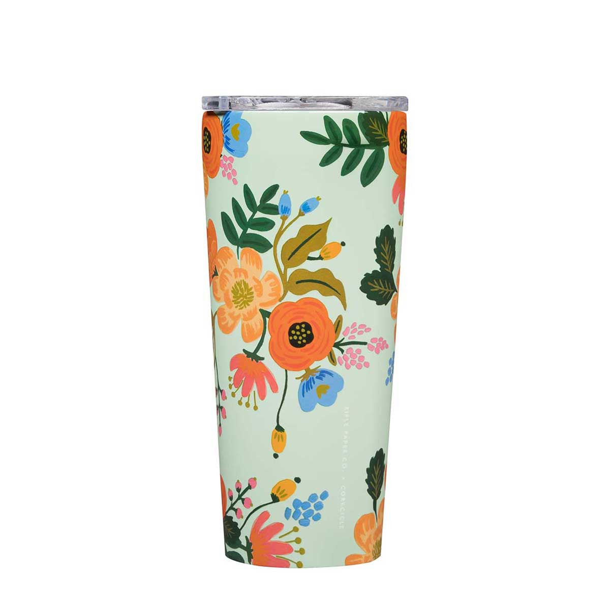 Mint Lively Floral Rifle Paper x Corkcicle Tumbler