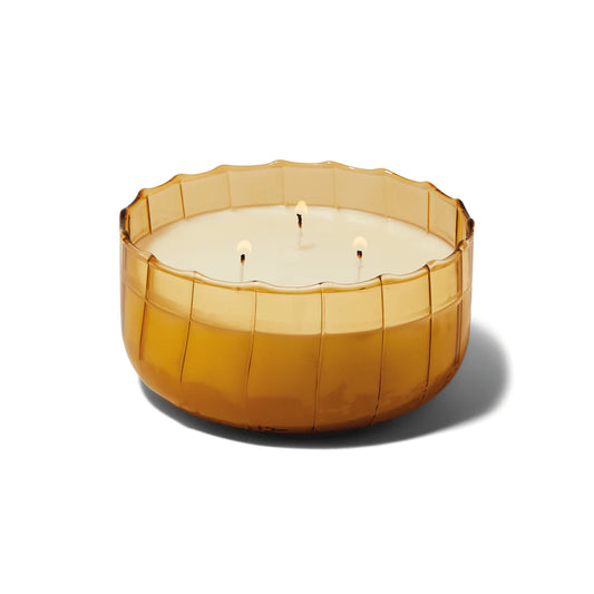 Golden Ember Ripple Glass Candle