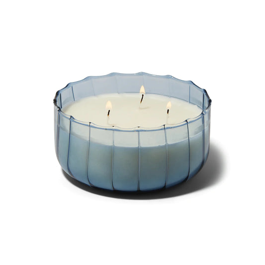 Peppered Indigo Ripple Glass Candle