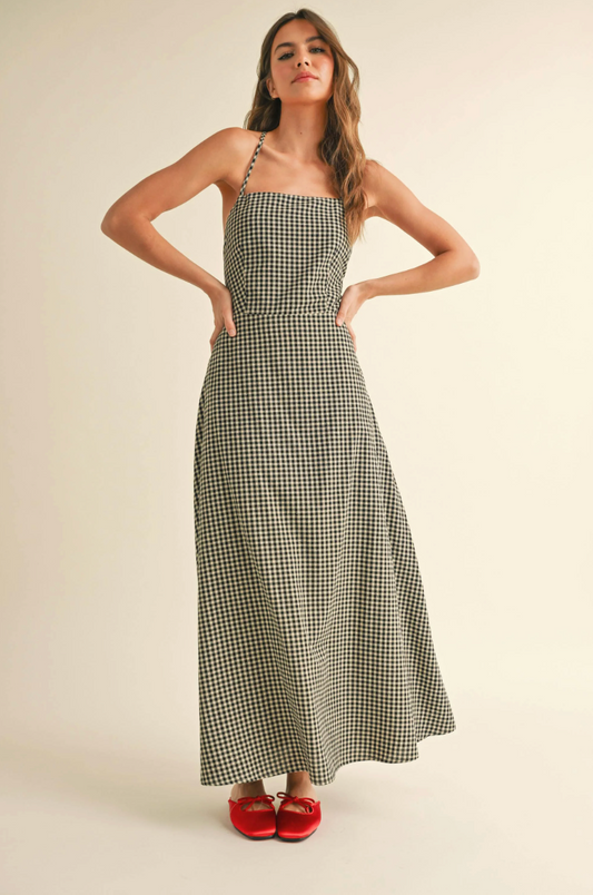 Gingham Backless Dress