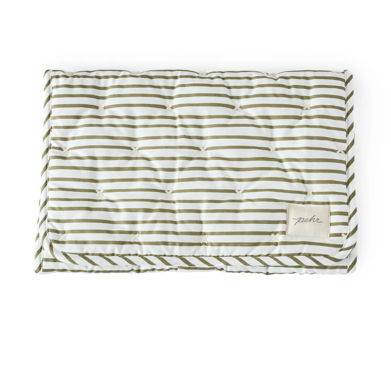 Olive Stripes On the Go Portable Changing Pad