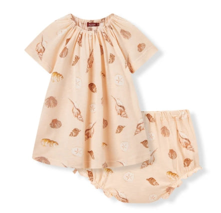 Seashells Bamboo Dress & Bloomer Set