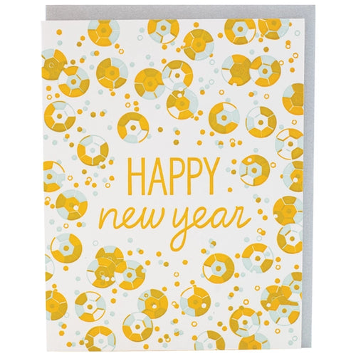 Happy New Year Sequins Card