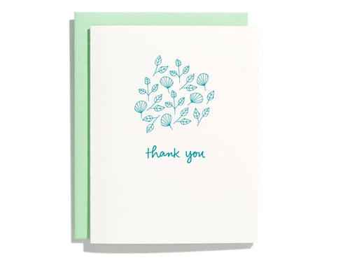 Blue Leaves Thank You Card