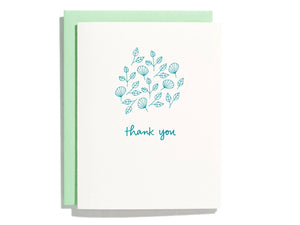 Blue Leaves Thank You Card