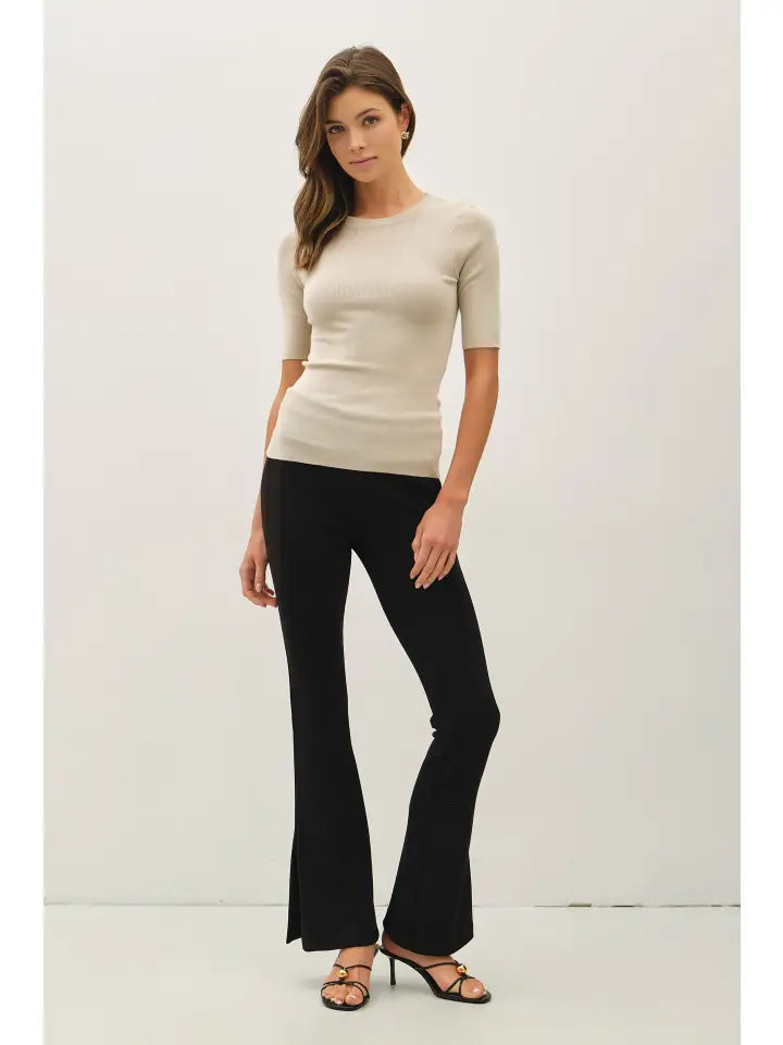 Half Sleeve Rib Knit Top