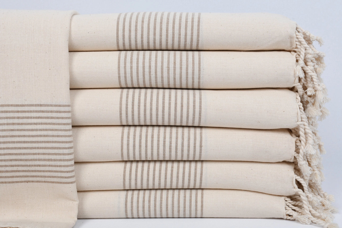 Neutral Striped Organic Turkish Bath Towel