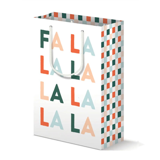 Fa La La & Checkered Holiday Gift Bag
