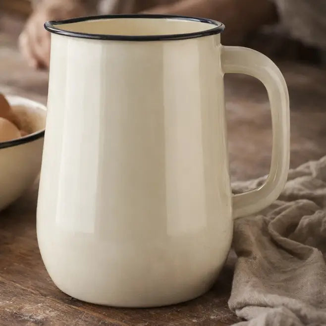 Ivory Vintage Enamel Pitcher