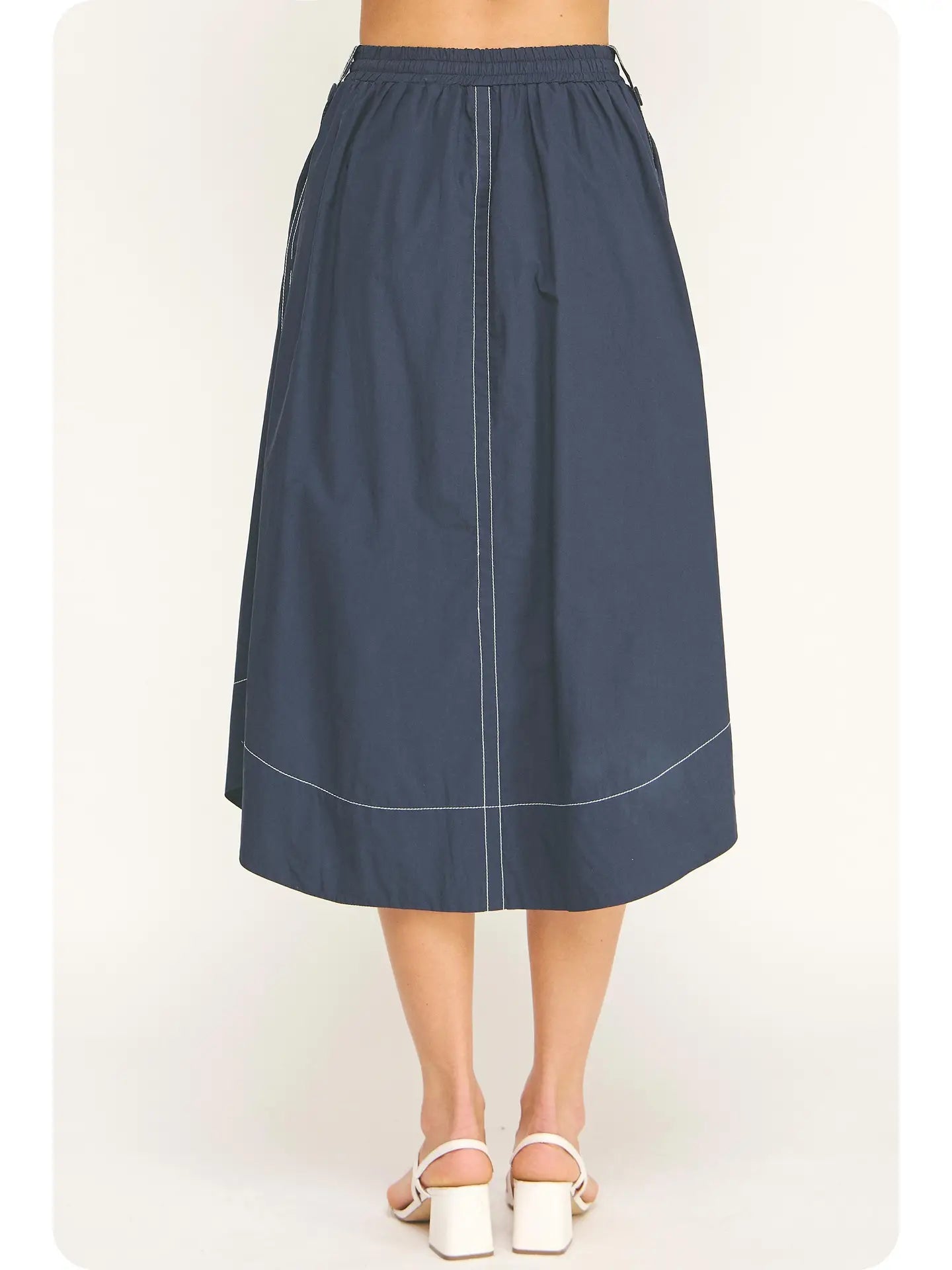 Top Stitch Midi Skirt