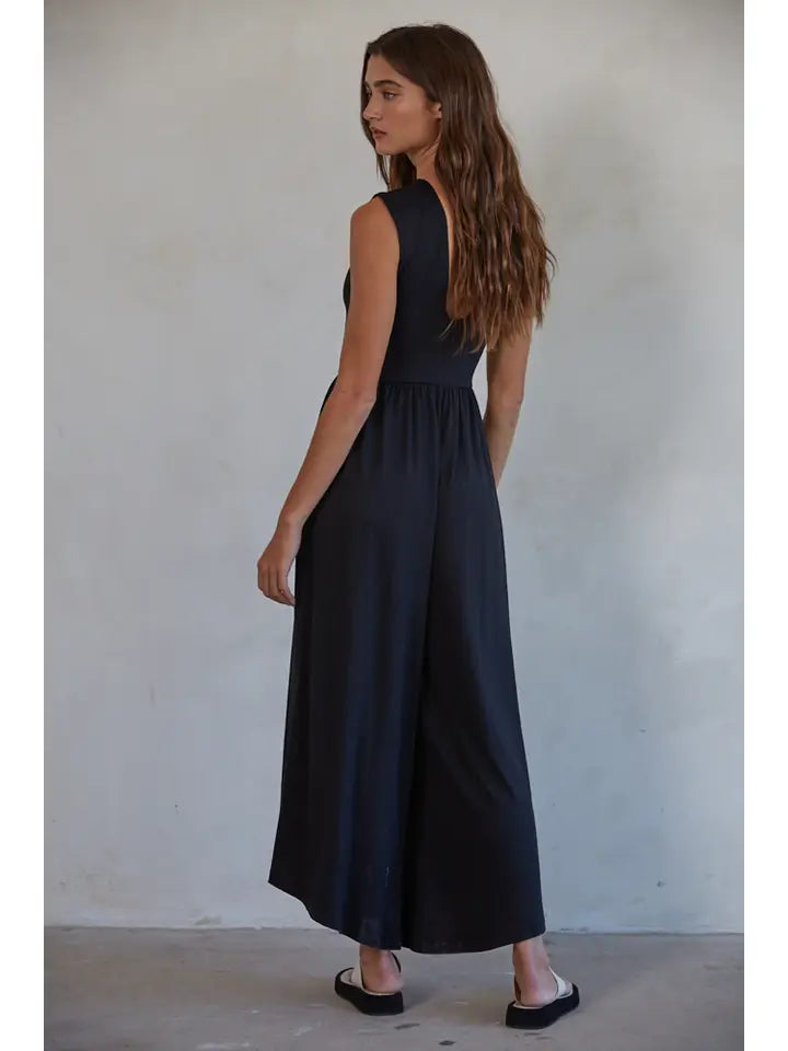 Sleeveless Open Back Wide Leg Jumpsuit