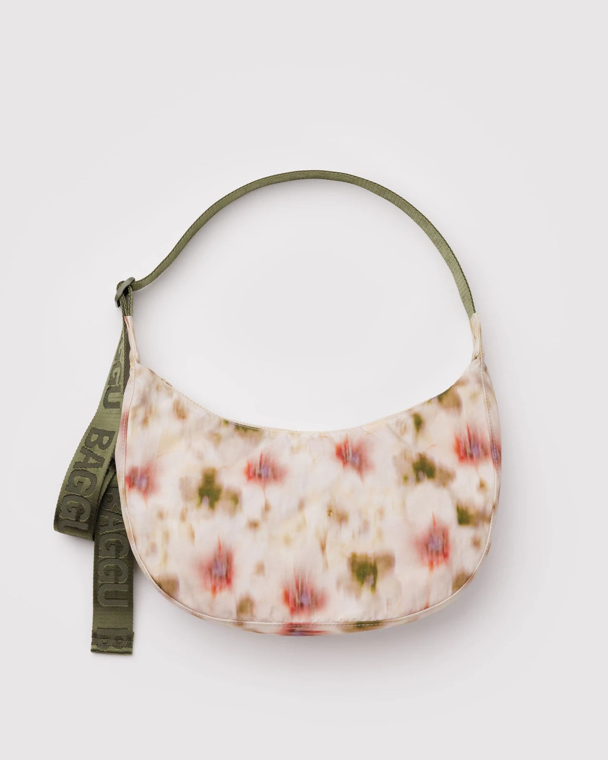 Abstract Floral Medium Crescent Baggu