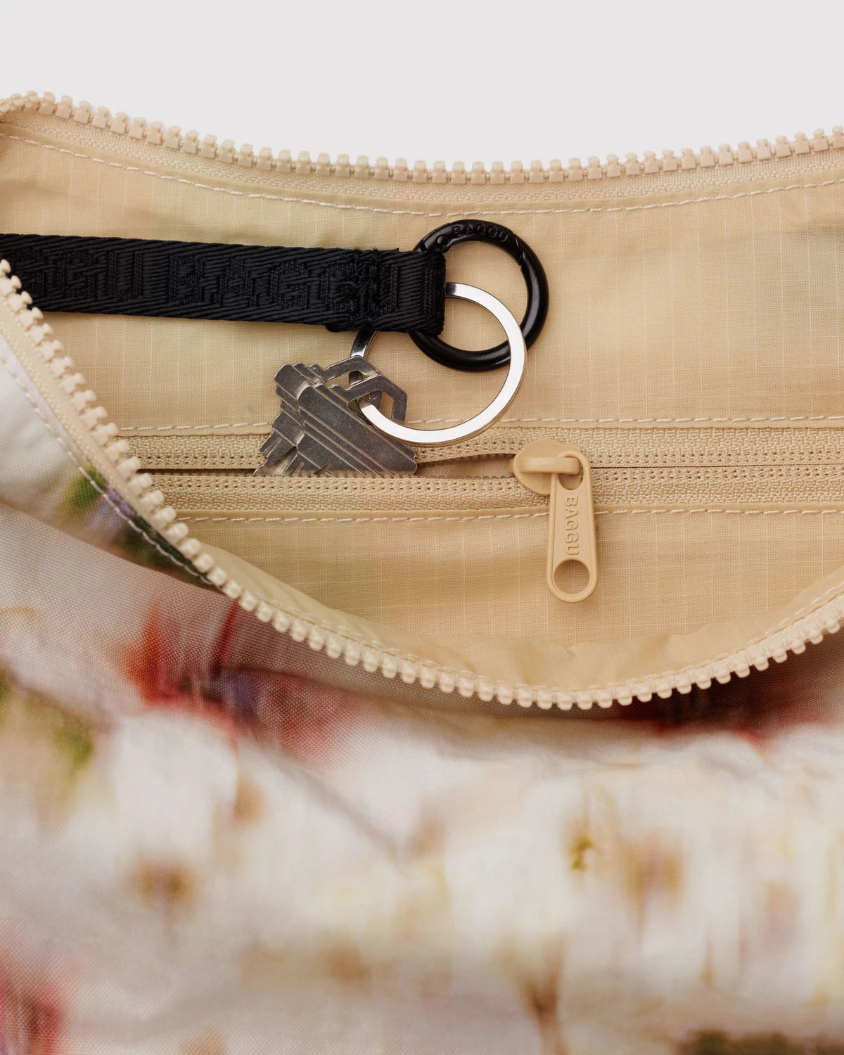 Abstract Floral Medium Crescent Baggu