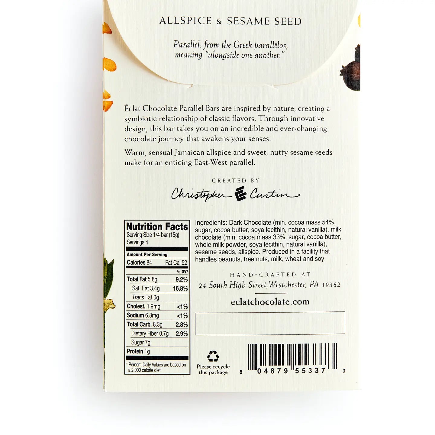 Allspice & Sesame Seed Chocolate Bar