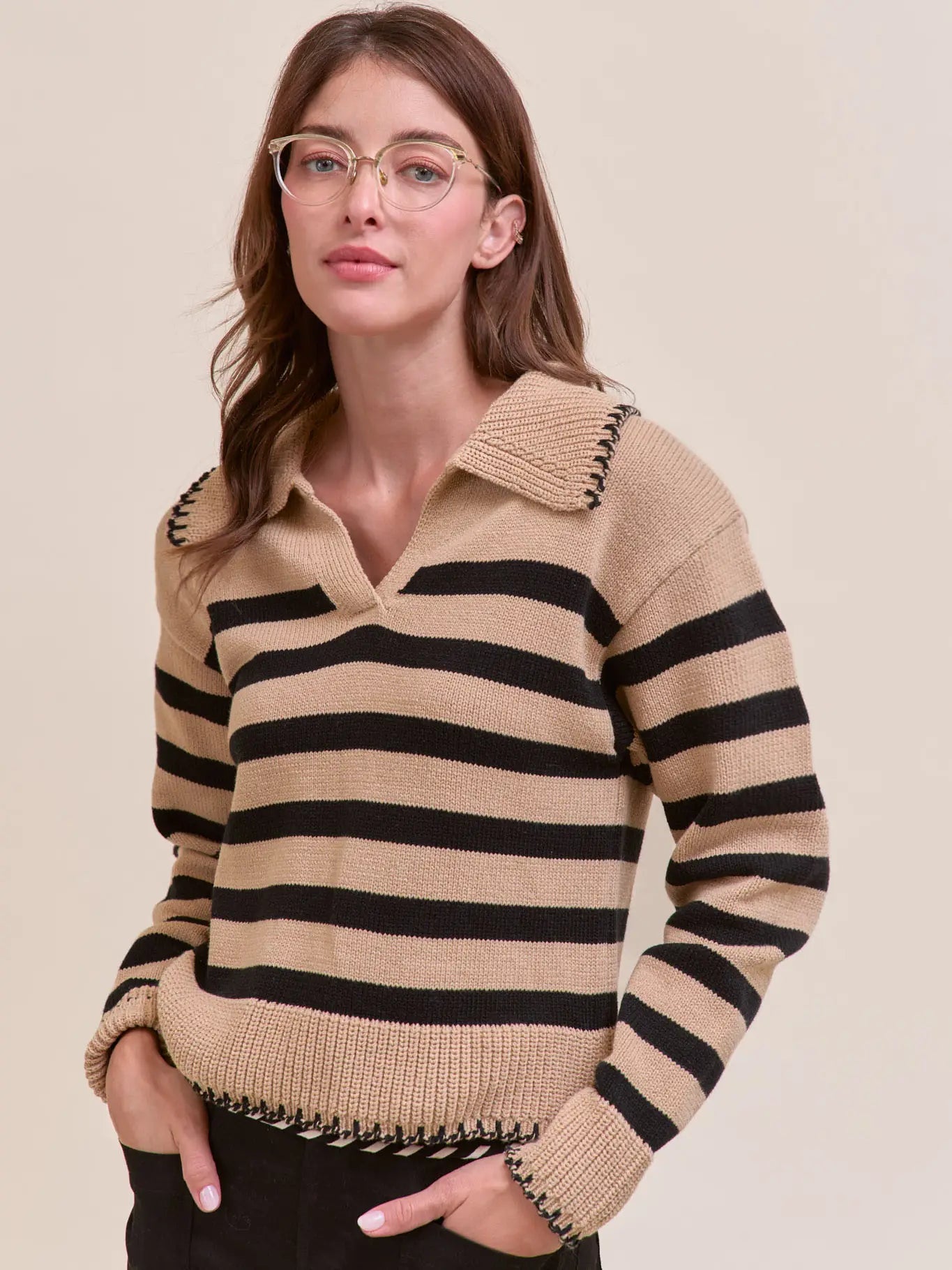 Striped Collared Sweater