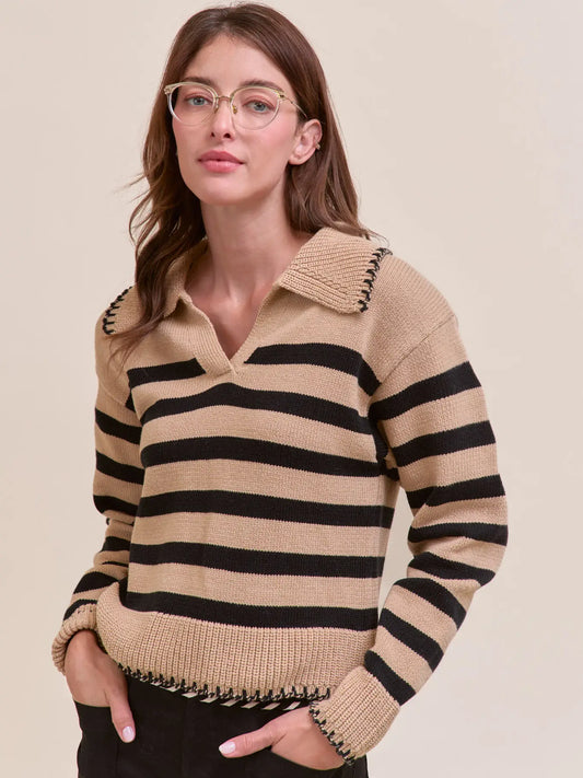 Striped Collared Sweater