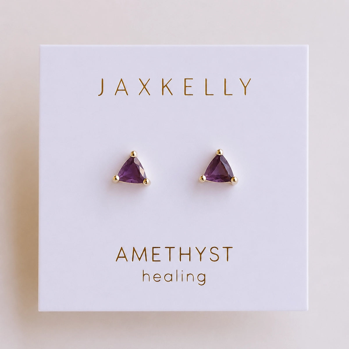 Mini Energy Gem Amethyst Gold Earrings