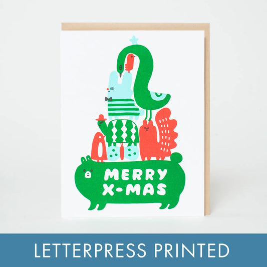 Animal Tree Stack Holiday Card