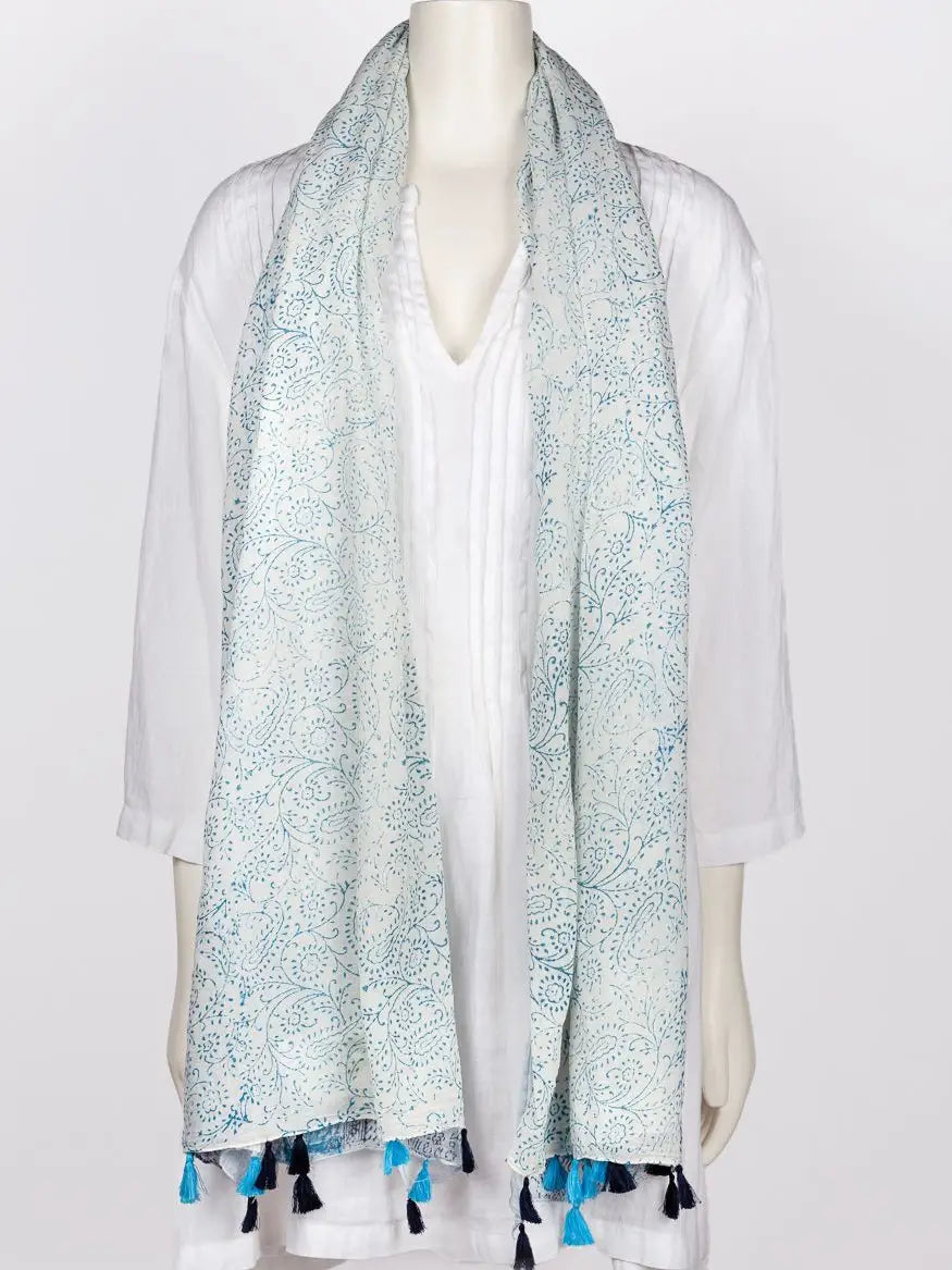 Blue Anouk Tassel Cotton Scarf