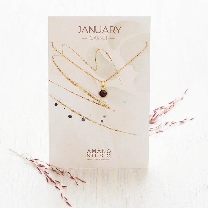 January Ganet Birthstone Necklace