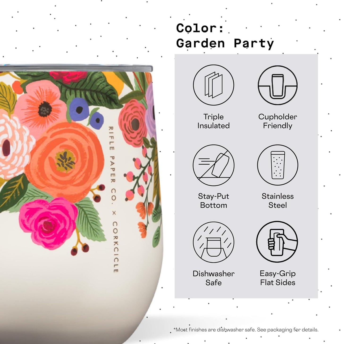 Garden Party Cream Rifle Paper x Corkcicle Stemless