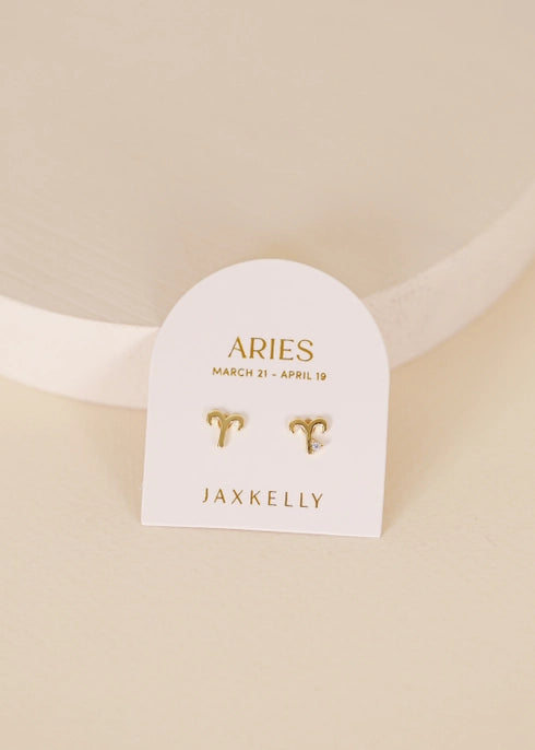 Zodiac Gold Stud Earrings