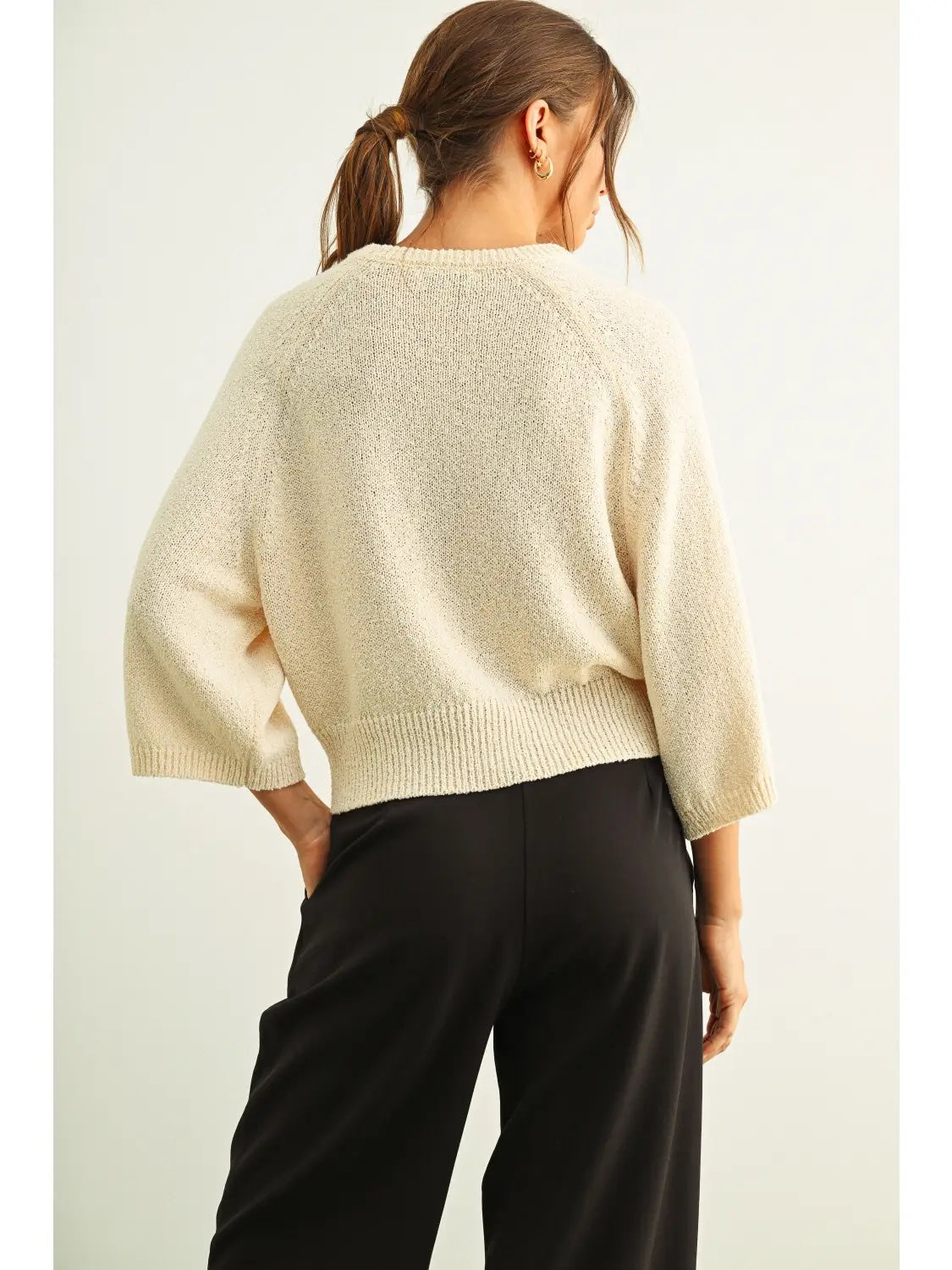 Three-Quarter Sleeve Knitted Top