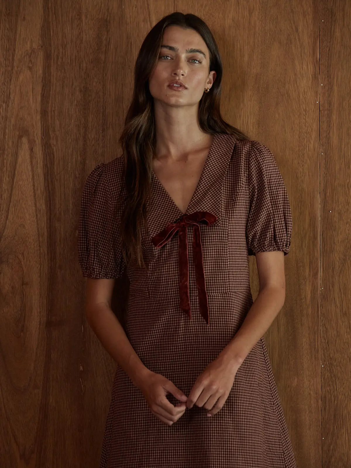 Collared Plunged V Mini Dress