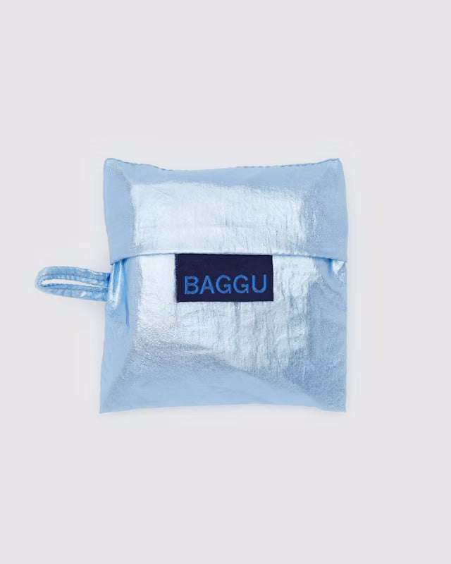 Metallic Light Blue Baggu Reusable Bag