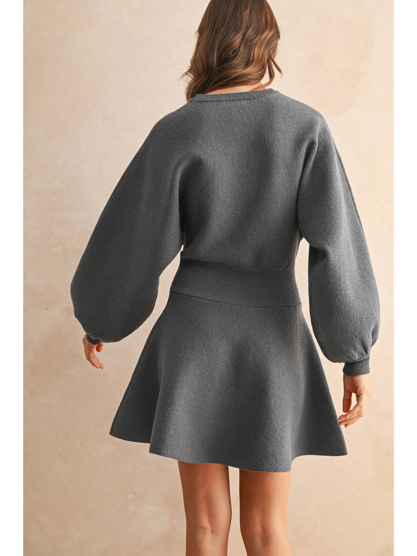Ballon Sleeve Sweater Dress
