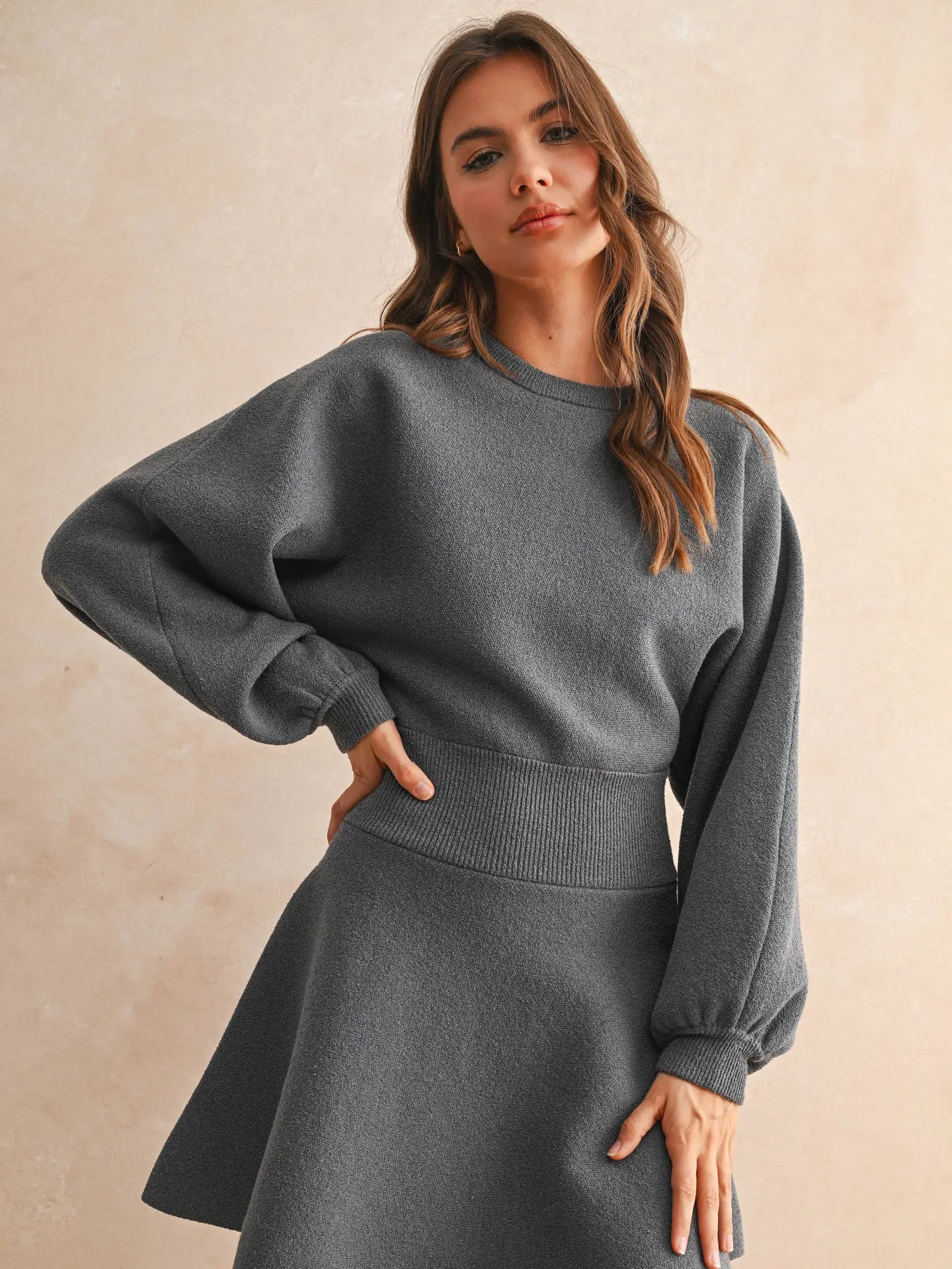 Ballon Sleeve Sweater Dress