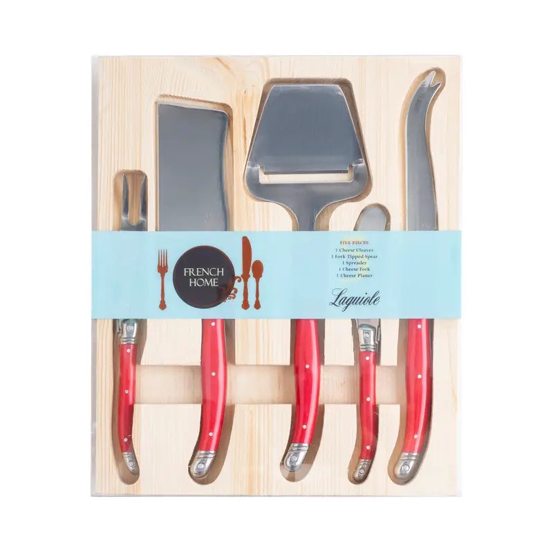 Laguiole 5 Piece Utensil Set (Red)