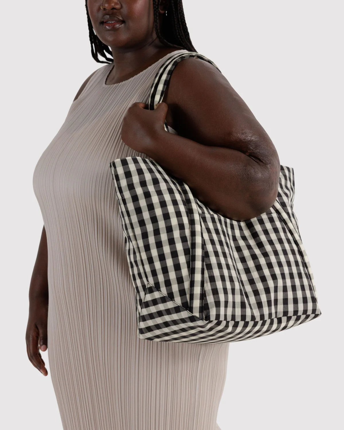 Black & Cream Gingham Cloud Bag