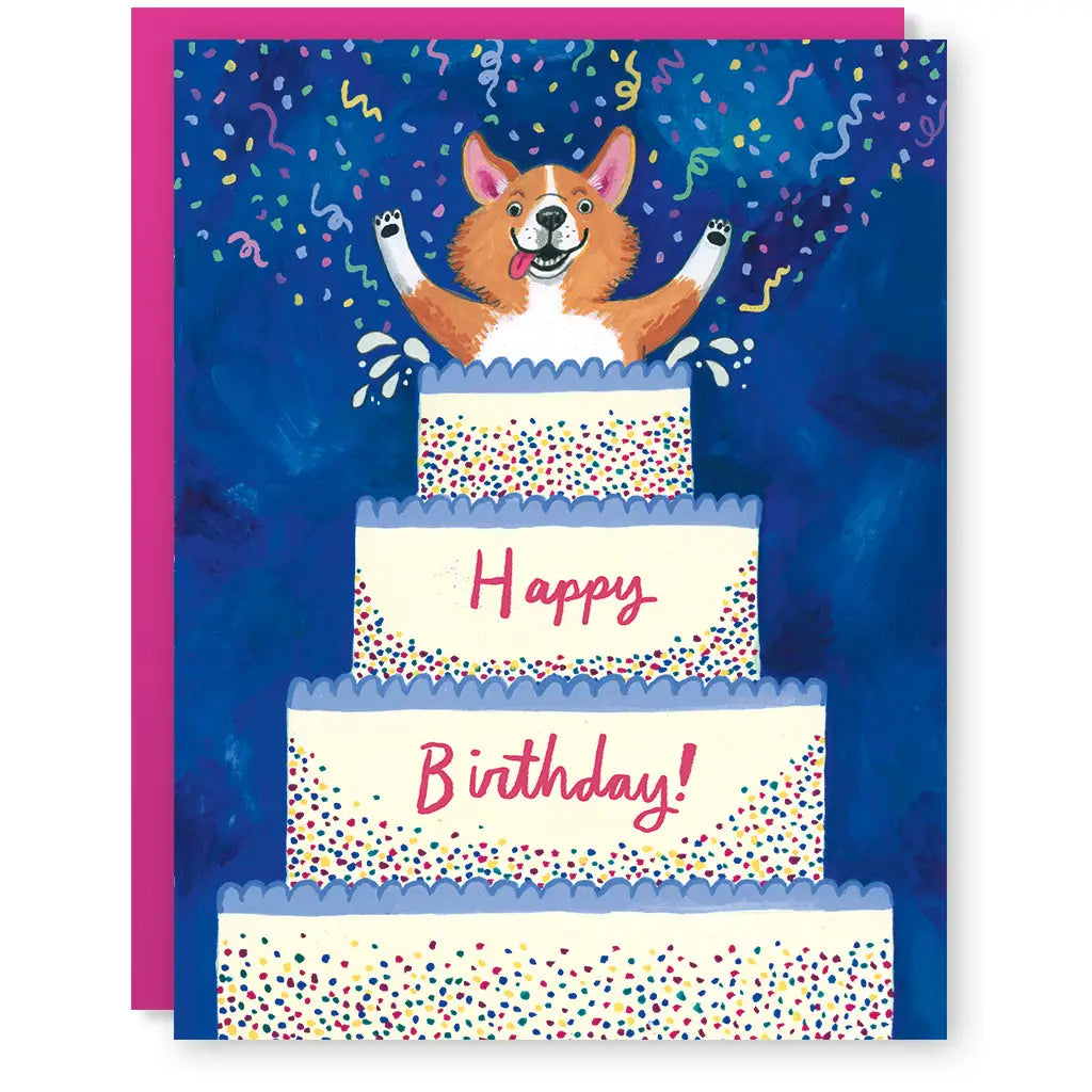 Corgi Surprise Birthday Card