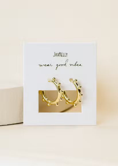 Beaded Gold Hoop Earrings