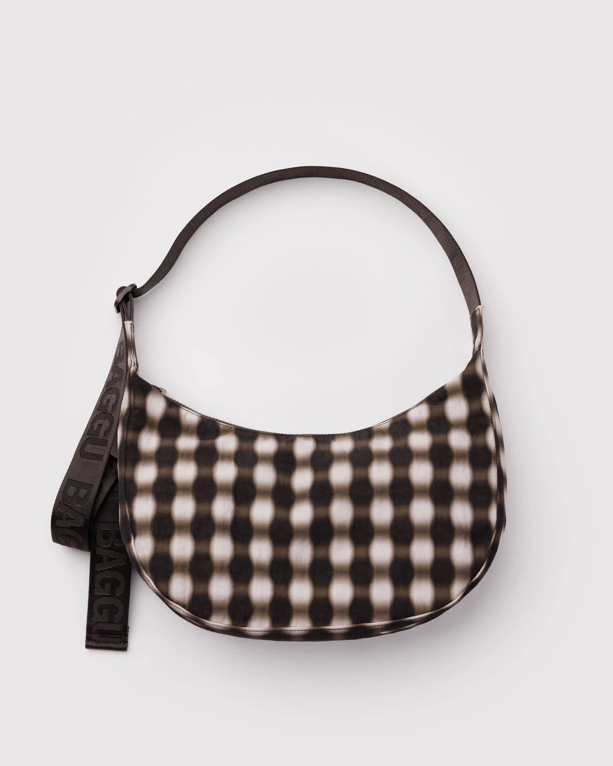 Blurred Gingham Medium Crescent Baggu