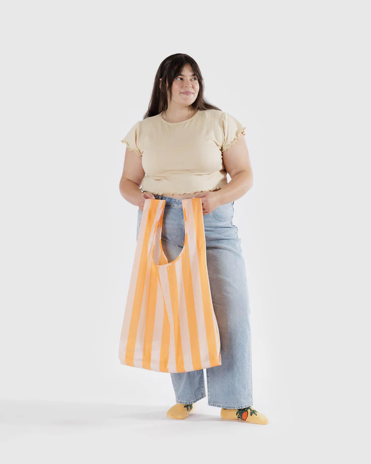 Tangerine Wide Stripe Baggu Reusable Bag