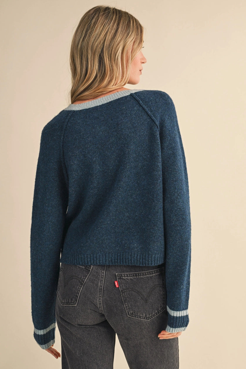 Two Tone Button Down Sweater