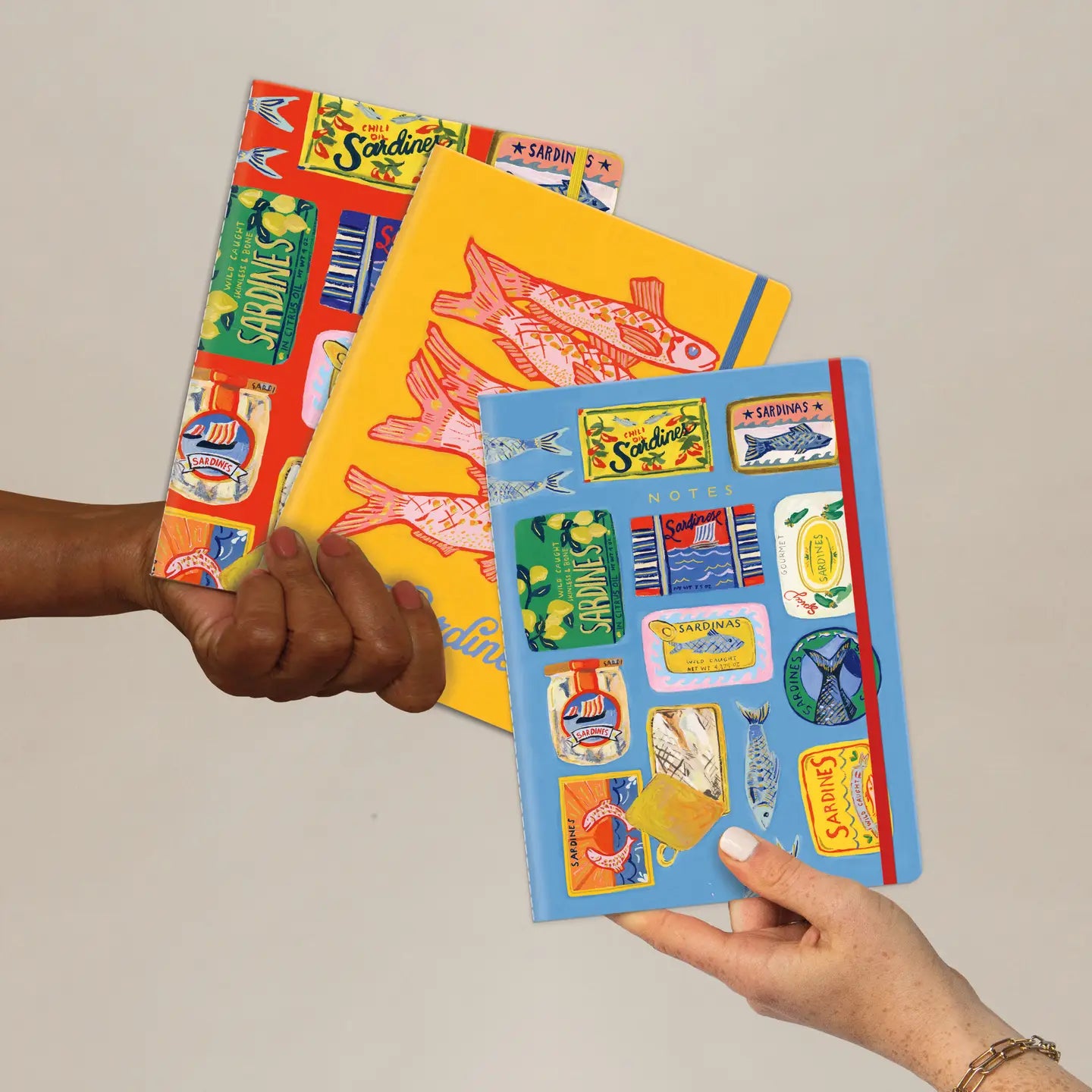 Blue Sardine Tins Notebook Trio