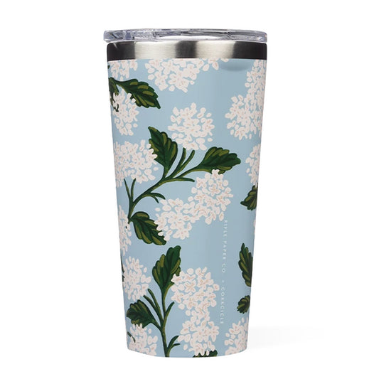 Blue Hydrangea Gloss Rifle Paper x Corkcicle Tumbler