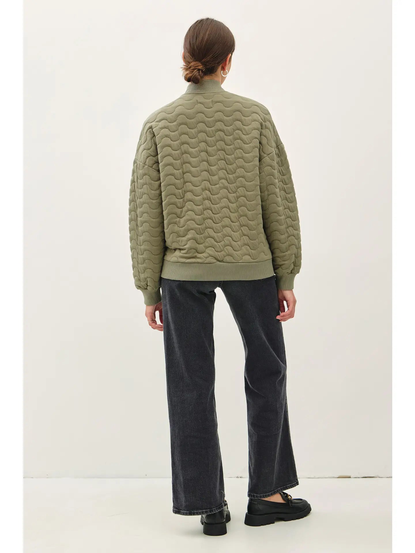 Wave Quilted Bomber Jacket